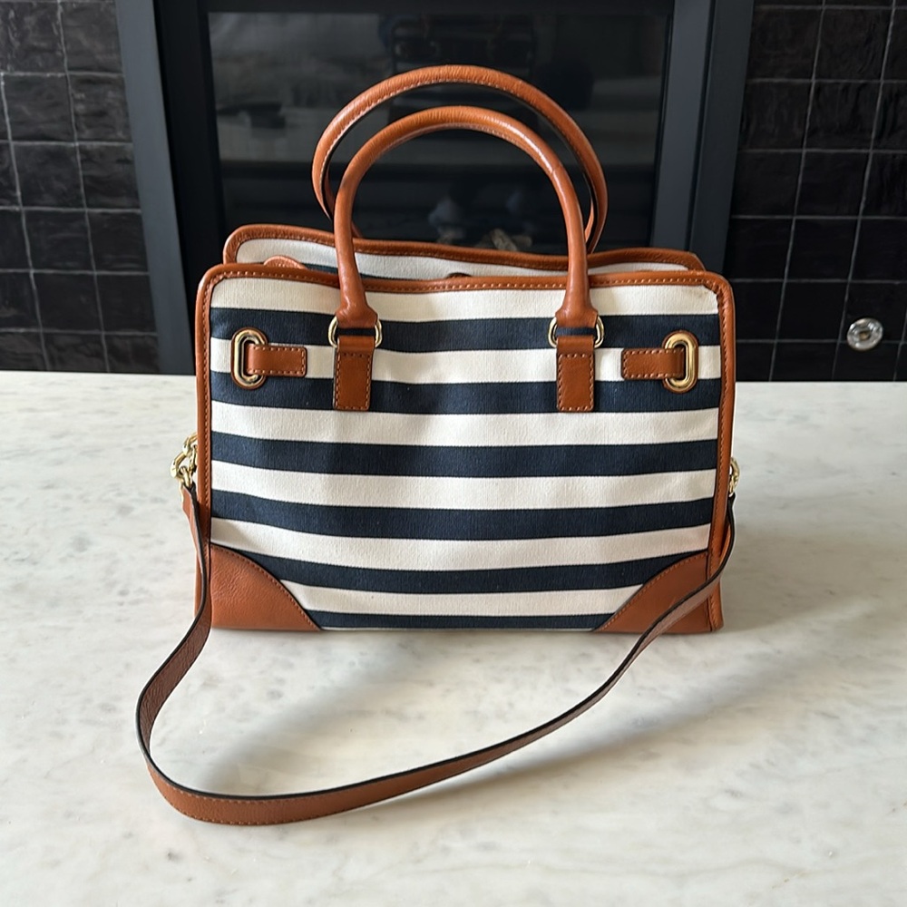 Michael Kors Navy and White Stripe Bag RARE - Picture 3 of 5